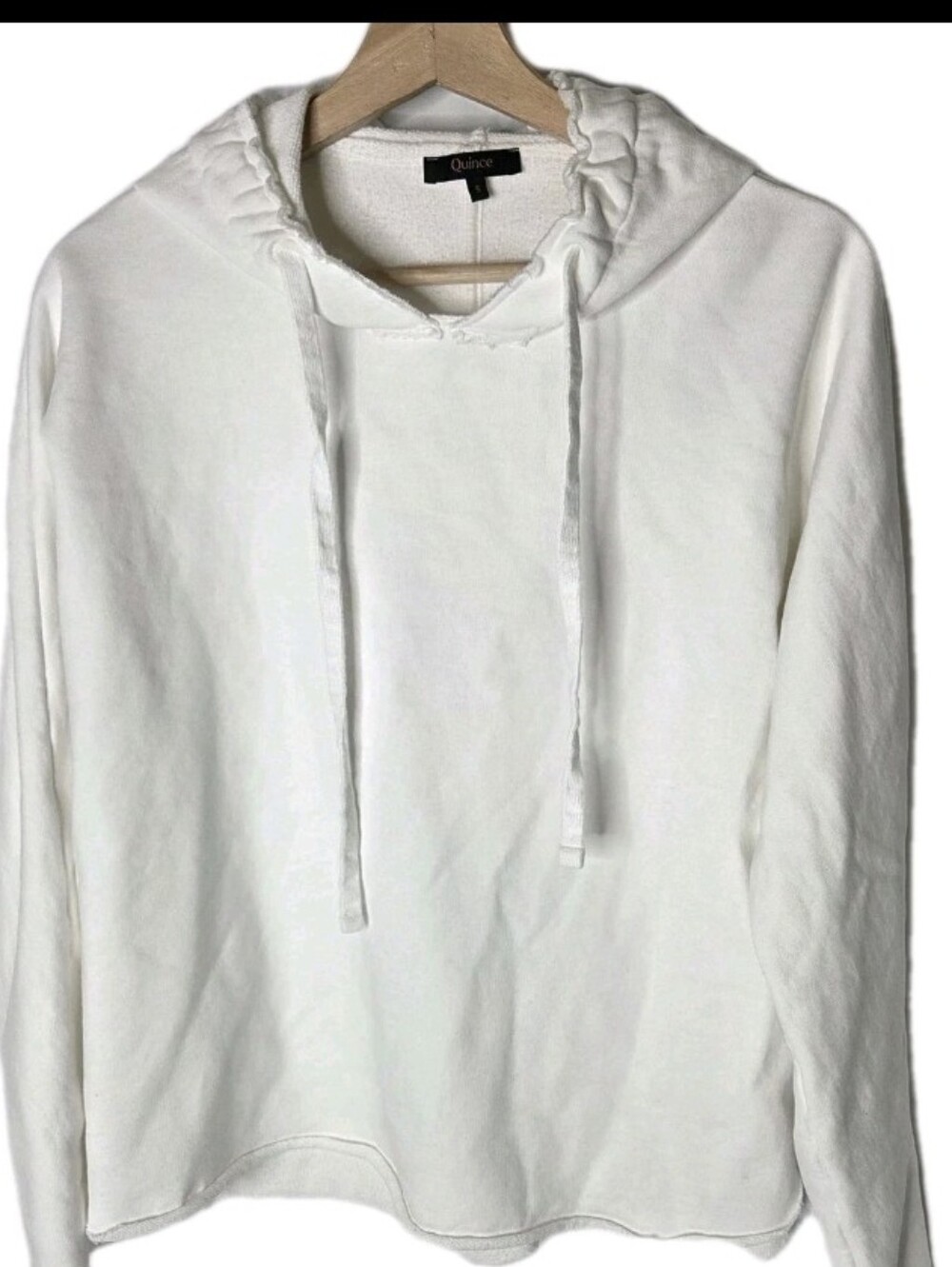 Quince Womens Small White Hooded Pullover Terry